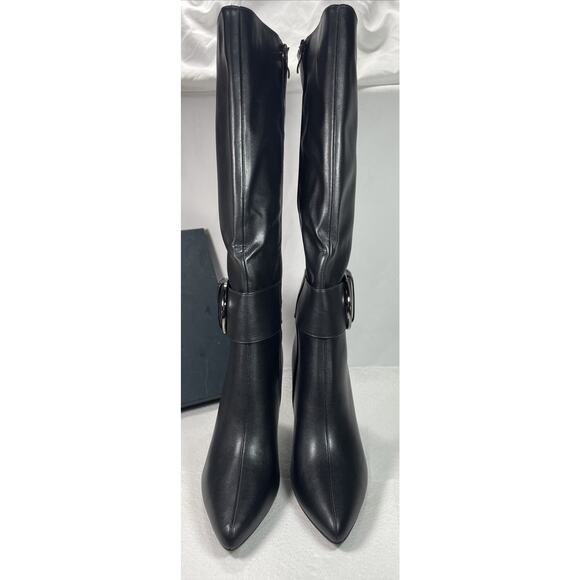 Modatope Knee High Boots Women Size 9.5 Black Faux Leather Pointed Toe NEW - Picture 9 of 16